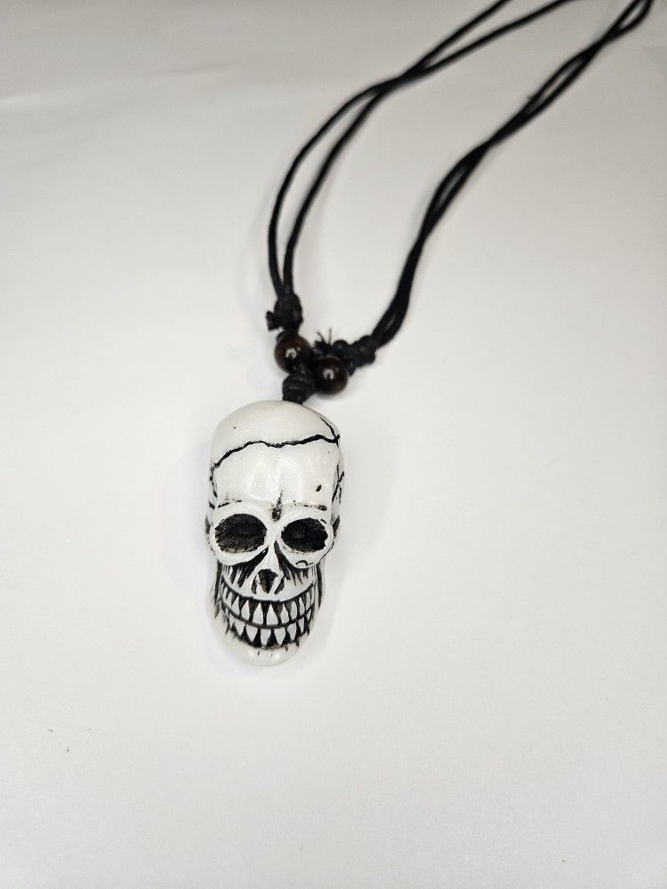 Skull Pendant Black Cord Necklace