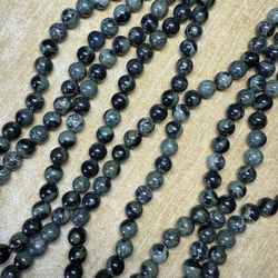 5 15” strands Kambaba Jasper 10mm gemstones round beads natural green black