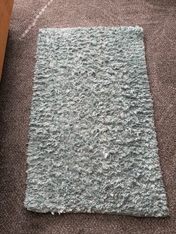 Teal shag throw rug