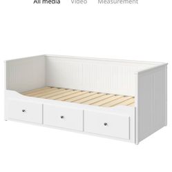 Daybed convertible frame with 3 drawers, white