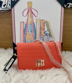 Badgley Mischka NWT Small Orange Croc Embossed Bag