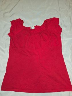 Red Peasant T-shirt Plus Size 1x