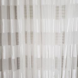 Duck River White Chunky Solid & Sheer Stripped Curtains 54in x 84in 5 Panels 
