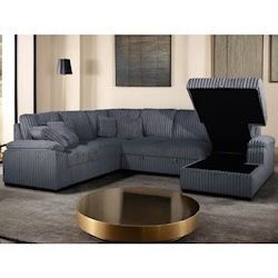 New Corduroy Sectional W Pullout Bed/Chaise Storage. 97x123x66x38H. Free Delivery!