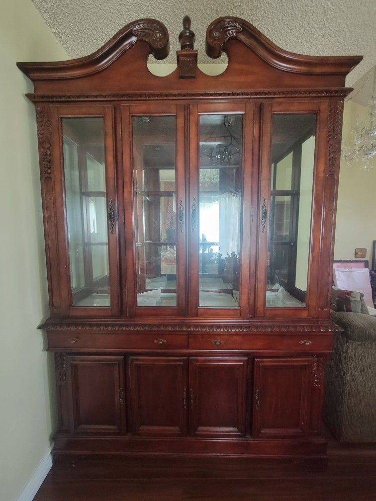 Kitchen Dining(China) Cabinet & Table w/ 8 Chairs
