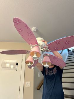 Hunter 44" Ceiling Fan Butterfly Pink Flowers w/ Light