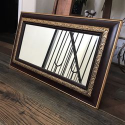 Small Wood Frame Mirror With Gold Detail 