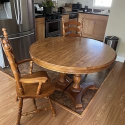 Dining Room Table - Maple, 4 Chairs, 2 Extensions