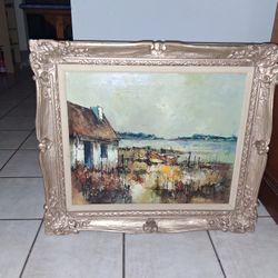 Old  Original Oil Painting On Canvas,  1940's