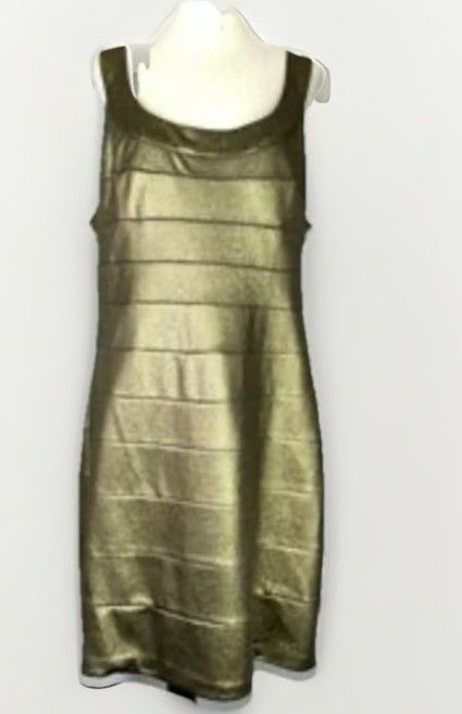 Oleg Cassini Gold Glittered Tiered Dress 12 Lined Sleeveless Party Formal Mini