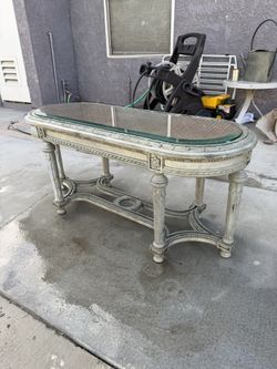 Antique-Style Glass Top Accent Table – $65 (Negotiable)