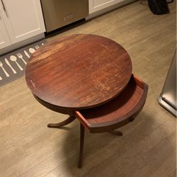 Antique Round Side Table w/ Drawer