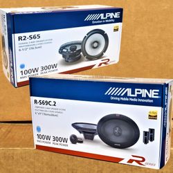 Alpine R Series Car Speakers 2 Sets 6.5" Coaxial & 6 1/2" Component Speaker System 600 Watts Package 🚨 Payment Options Available 🚨 No Credit Needed 