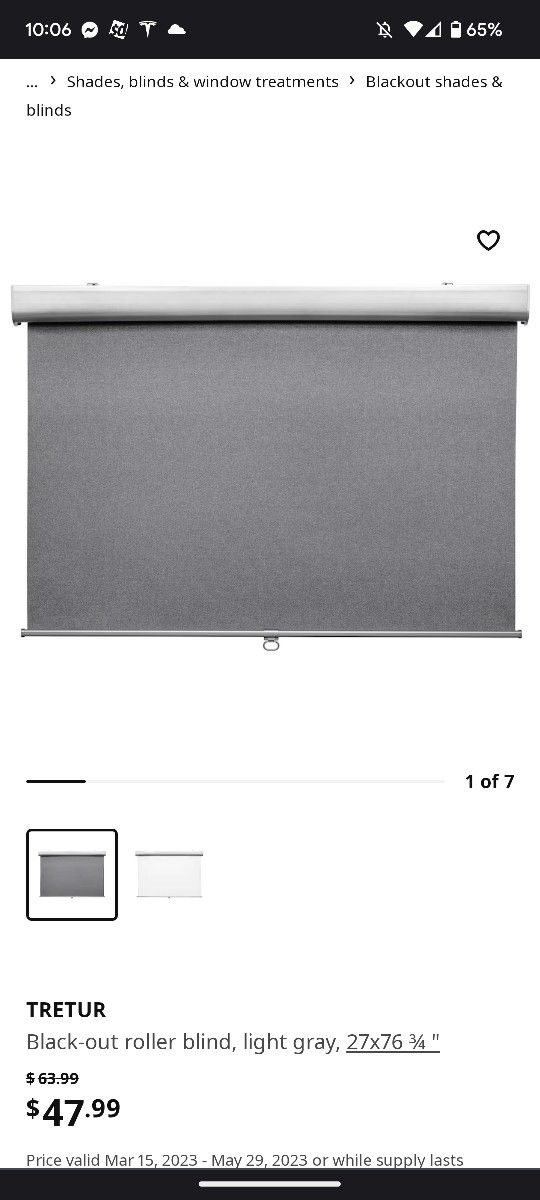 Ikea Tretur Blackout Black Out Roller Shade 27" Wide For Sale