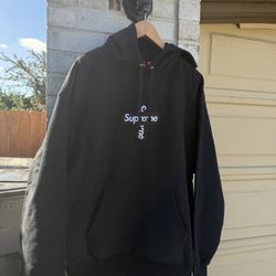 Black Supreme Cross Logo Hoodie 
