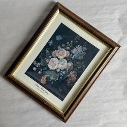 Vintage Wood Framed “Antique Floral Glory” Lithograph
