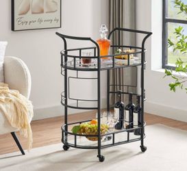 2-Tier Storage Shelf for Small Space, Kitchen, Living Room, Dining Room (Black)