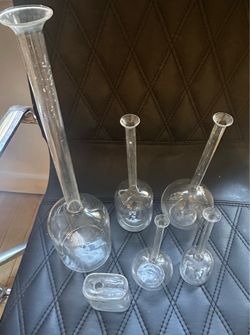 Clear Glass Laboratory Vases Set