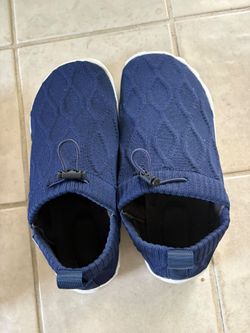 Blue Quilted Slip-On Shoes with Bungee Cord