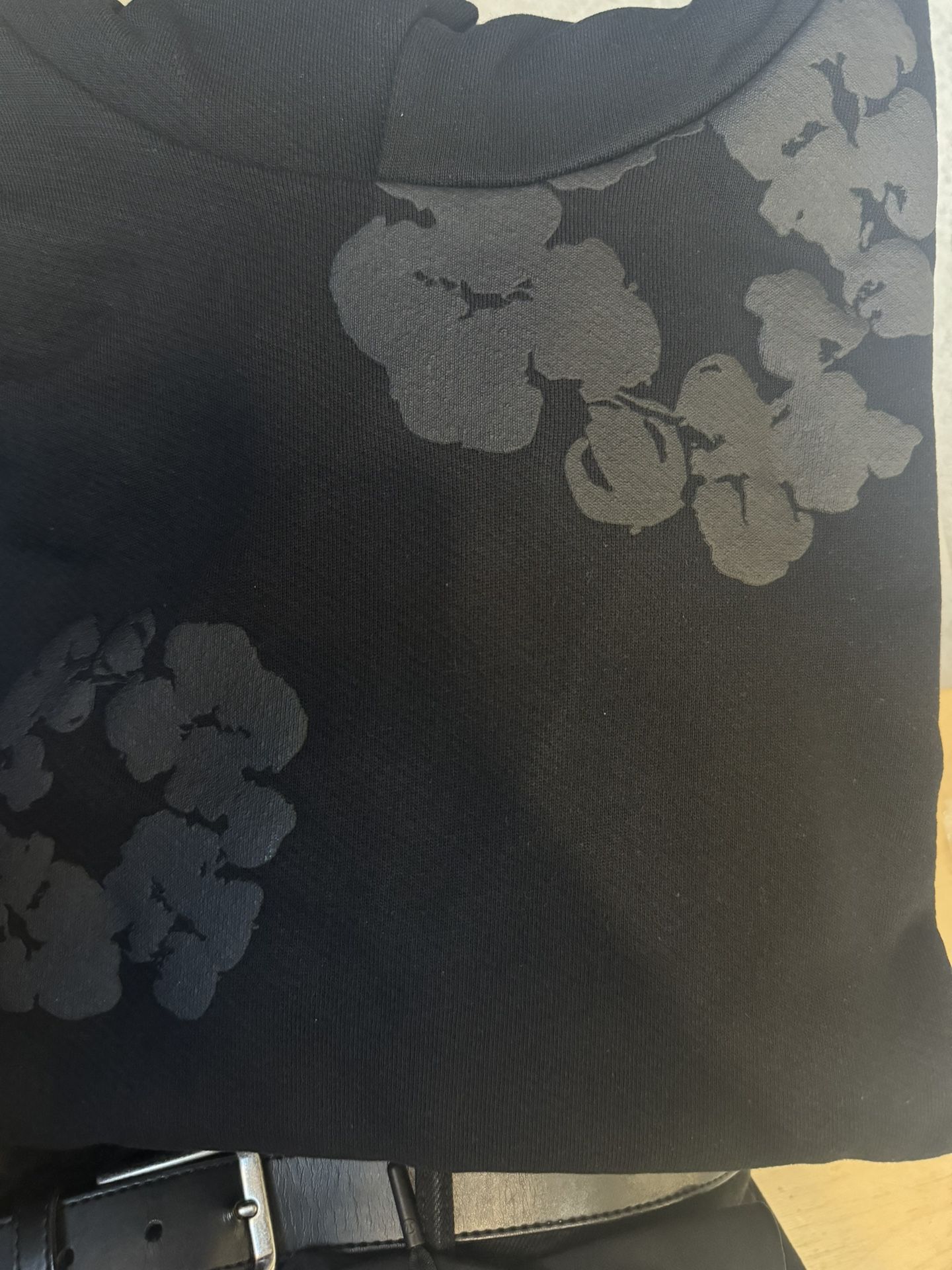 Black Monochrome Denim Tears Hoodie 