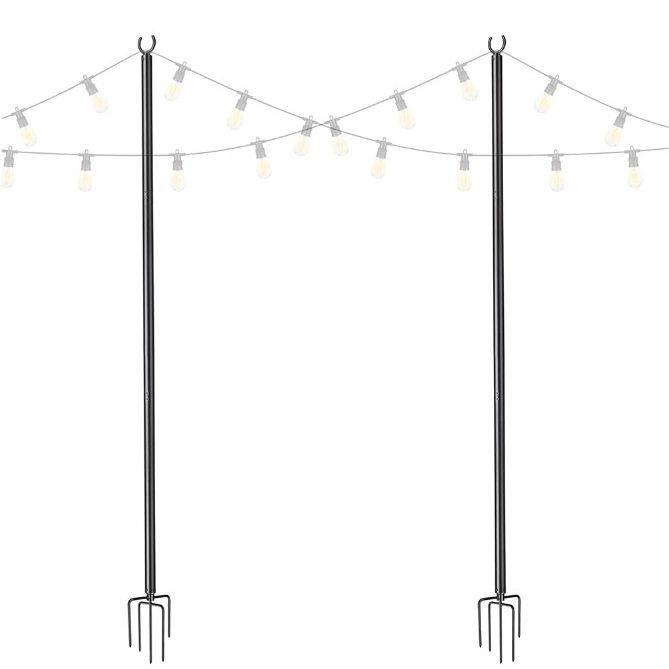 10 ft String Light Poles with Hook & Stakes - Outdoor Garden Decorative Lighting Poles - Spring Sale