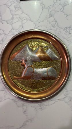 Egyptian Sphinx and Pyramids Decorative Metal Plate