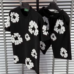 Denim Tear Shirt And Short Set