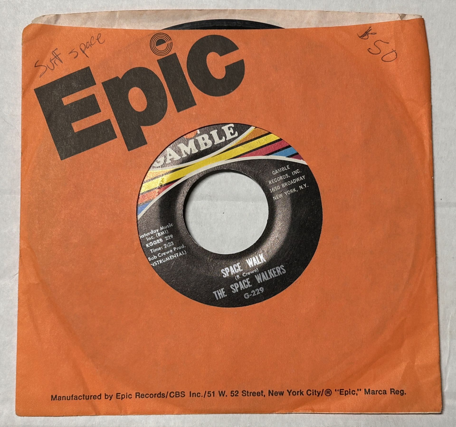 THE SPACE WALKERS - Apollo 9 / Space Walk GAMBLE SURF SPACE ROCK 45 RARE