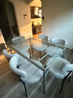Glass dining table & chairs