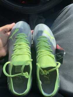 Puma Ultra 1.4 FG AG Soccer Cleats Silver Green Women's Size 7 / Men’s Size 5