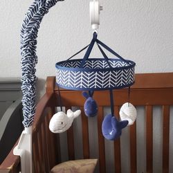 Nautical Whale Baby Nursery Musical Mobile