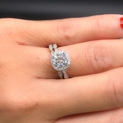 1ct Moissanite Ring Set Will Certificate 
