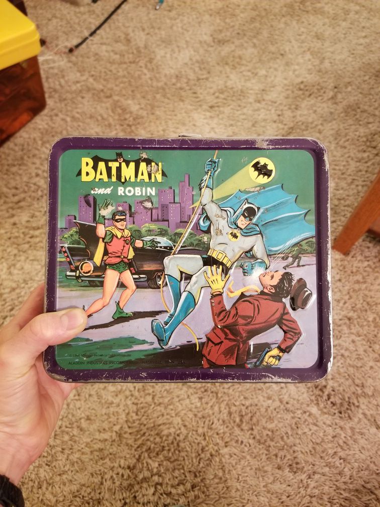Vintage 1966 Aladdin DC Comics Batman and Robin Metal Lunch Box (No Thermos)