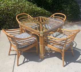 Vintage Rattan Dining Set, Brown Jordan Style