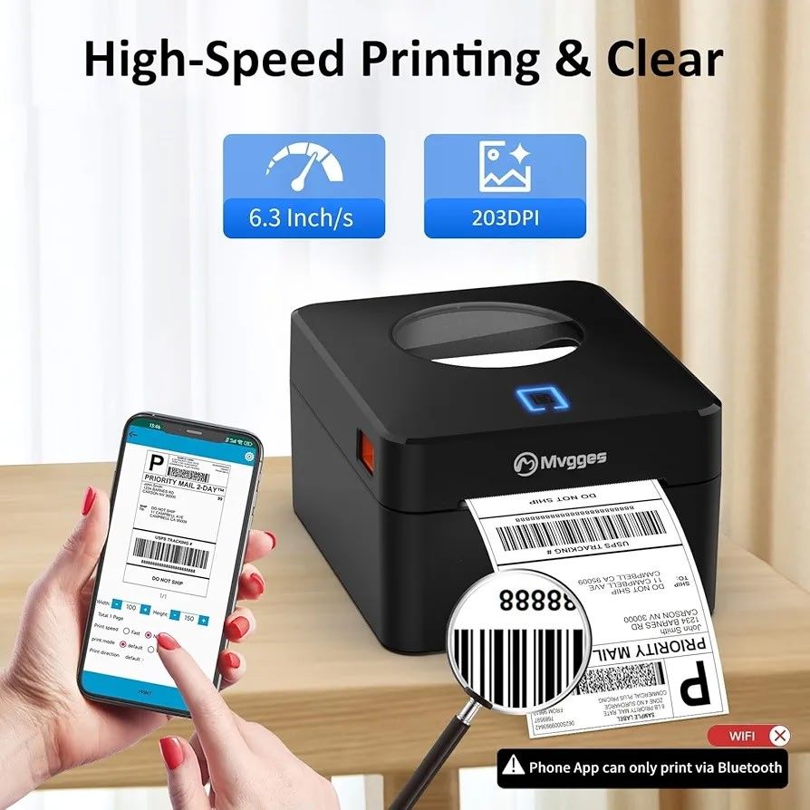 MVGGES BLUETOOTH THERMAL SHIPPING LABEL PRINTER
