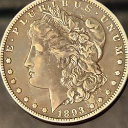 Rare 1893 O. Morgan silver dollar XF  