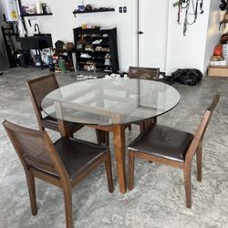 Round Glass Dining Table and 4 Chairs