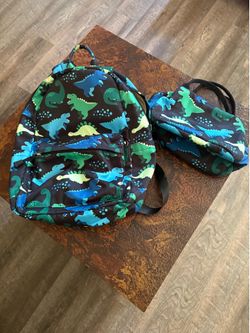 Kids dinosaur backpack set with lunchbox