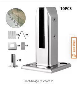 Glass Railing Clamp 10 PCS Glass Railing 3.8 x 3.8 x 6.3 in. Glass Clamp for Glass Thickness 3/10 in. to 1/2 in., Silver