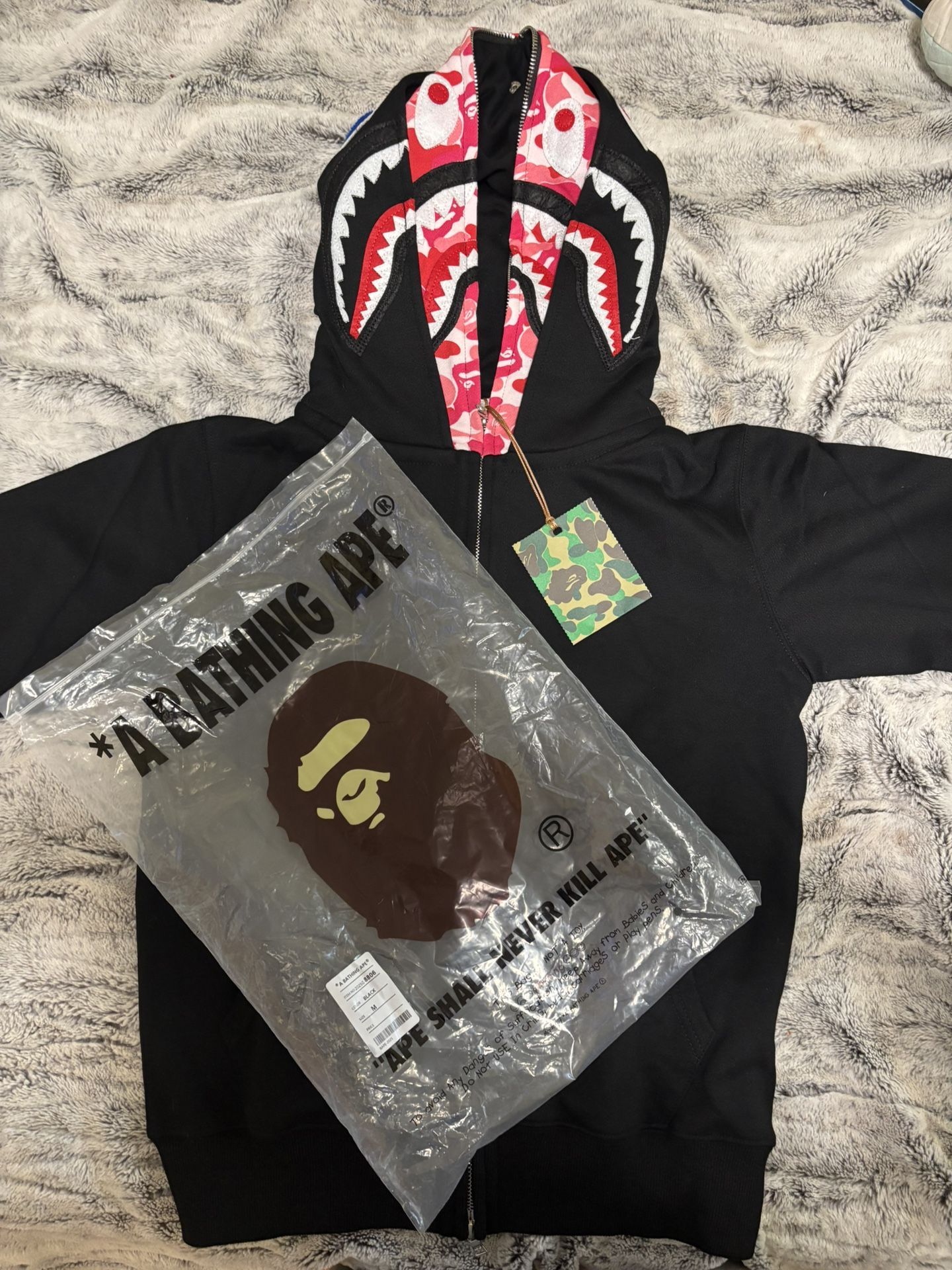 Bape Double Hoodie Pink