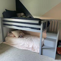 Max and Lily Twin Low Loft Bed with Stairs