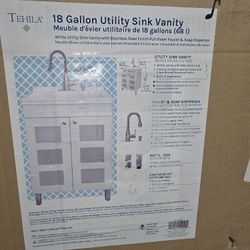 White Vanity with Brushed Nickel Pull-Down Faucet New Open Box