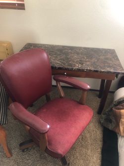 Desk And Leather Office Chair For Sale