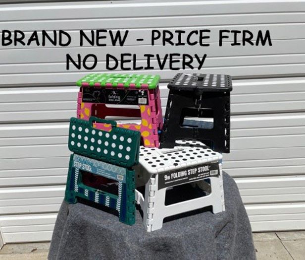 New, Price Firm, Choice of One, 9-Inch Folding Step Stools