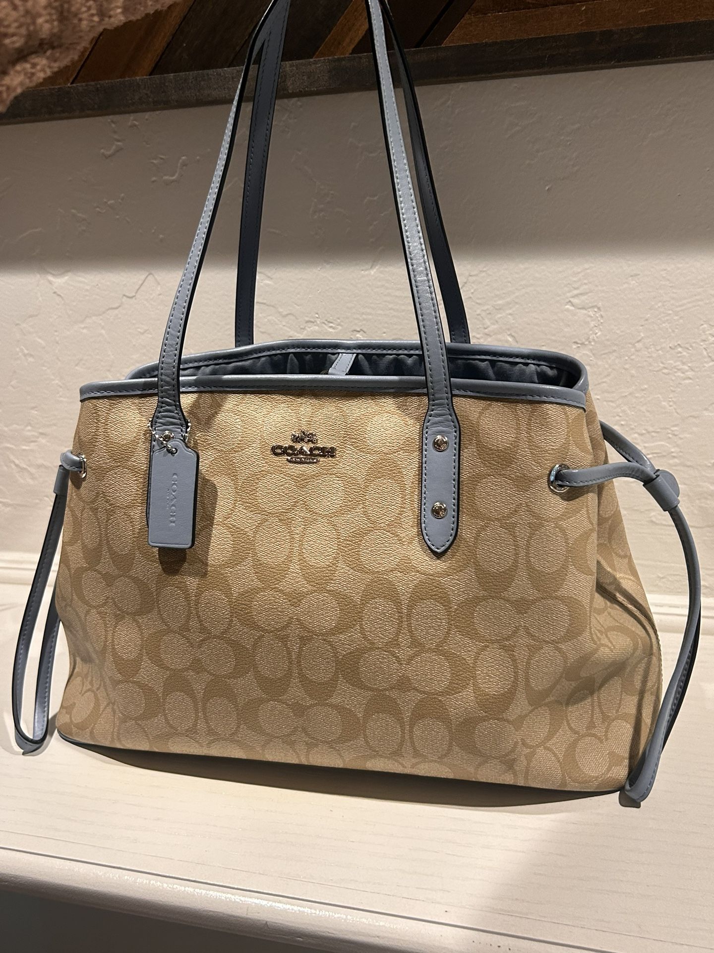 Blue Coach Bag Drawstring Carryall In Signature Canvas