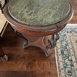 Antique Reproduction Round Marble Top Table