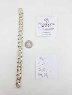 14k white gold curb link bracelet