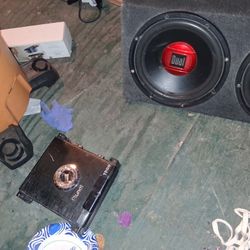 Two 15 Inch Dual Speakers With Box Alread