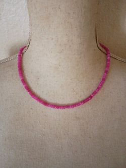 Pink opal beads necklace 925 sterling silver clasp