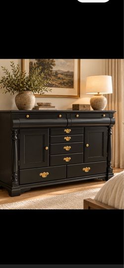 Tall, black dresser or buffet